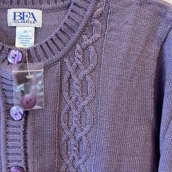BEA Purple Knit Cardigan with Pockets - Picture 2 of 6